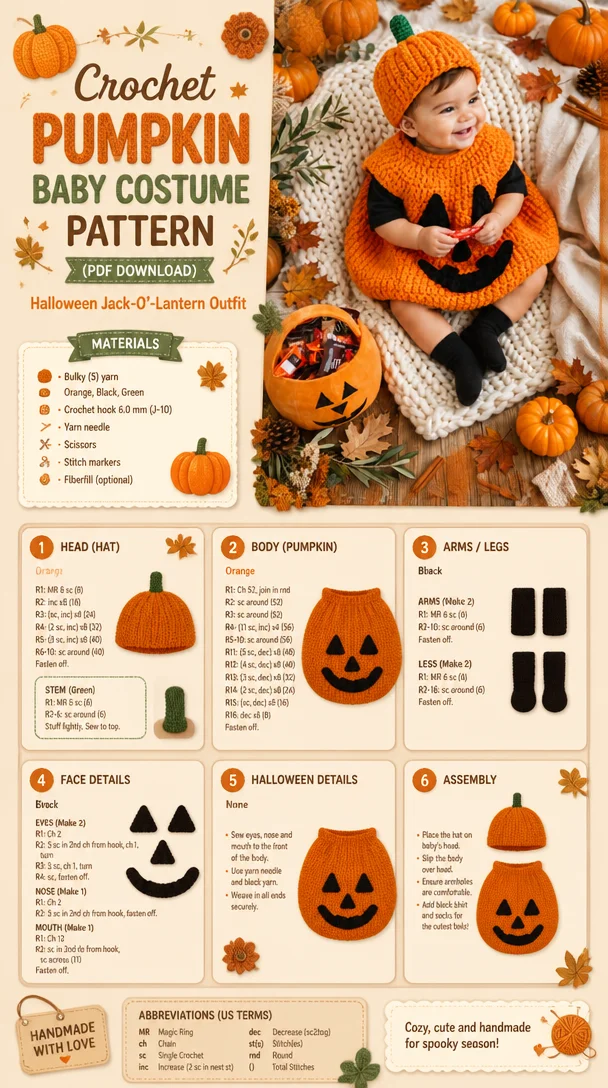Crochet Jack-O’-Lantern Costume: The Cutest Pumpkin Suit for Baby