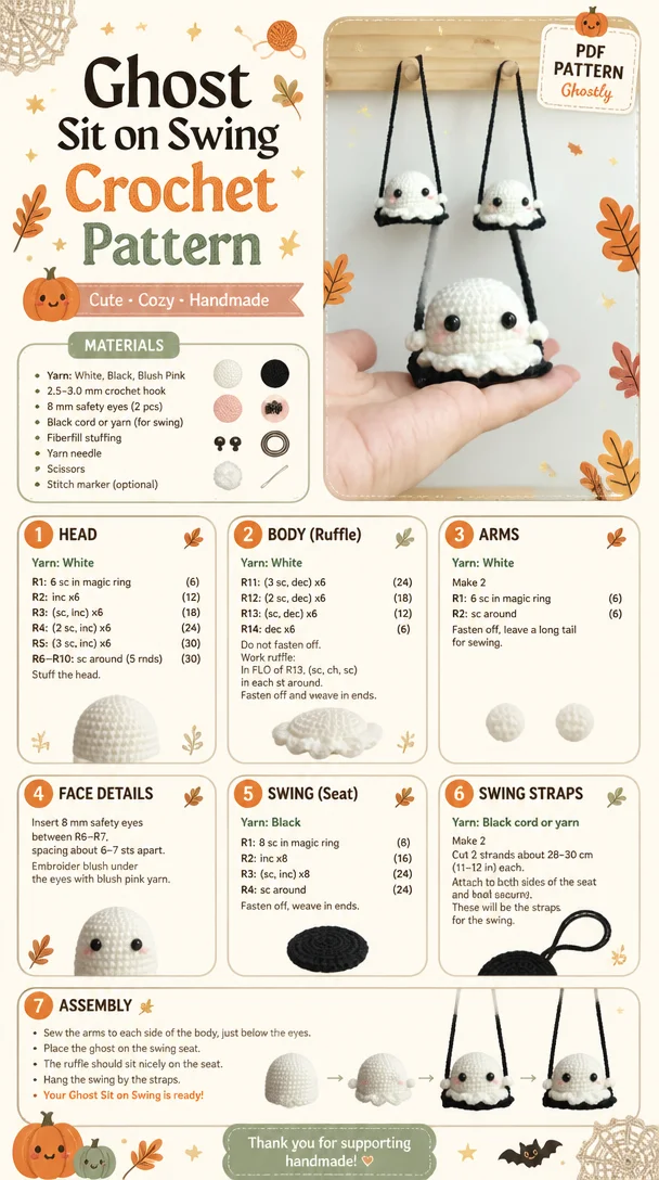 Ghost on a Swing: A Sweet Crochet Halloween Decoration